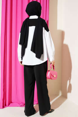 Taş Detaylı Garnili Gömlek Beyaz - Gömlek