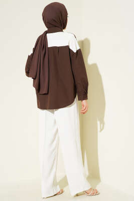 Taş Detaylı Garnili Gömlek Kahve - Gömlek