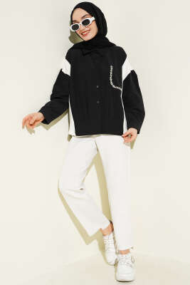 Taş Detaylı Garnili Gömlek Siyah - Gömlek