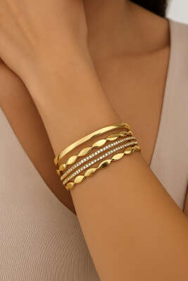 Taş Detaylı Geniş Manşet Bilezik - DEMİR BİJUTERİ