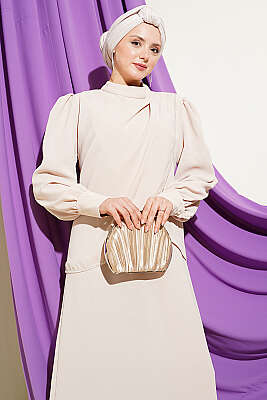 Taş Detaylı Jile İkili Takım Bej - İkili Takım