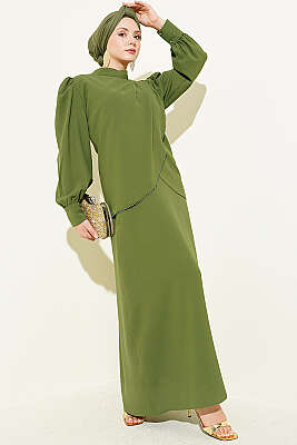 Taş Detaylı Jile İkili Takım Haki - ARANLI TEKSTİL