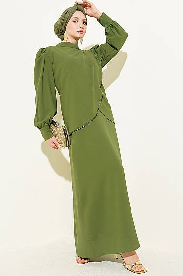 Taş Detaylı Jile İkili Takım Haki - İkili Takım