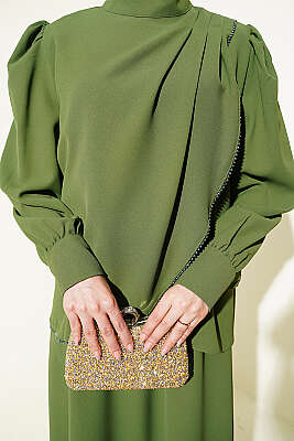 Taş Detaylı Jile İkili Takım Haki - İkili Takım