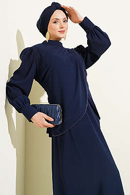 Taş Detaylı Jile İkili Takım Lacivert - İkili Takım