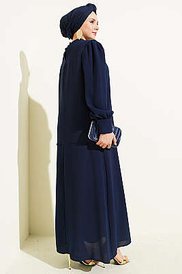 Taş Detaylı Jile İkili Takım Lacivert - İkili Takım