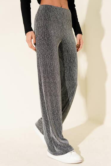 Taş Detaylı Simli Pantolon Gümüş - Kadın Giyim Modelleri