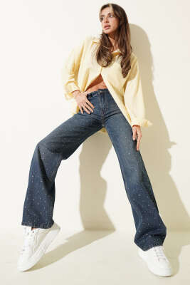 Taş Detaylı Tintli Pantolon Kahve Tint - HELLIE