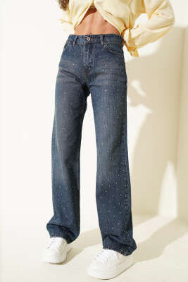 Taş Detaylı Tintli Pantolon Kahve Tint - Kadın Giyim Modelleri