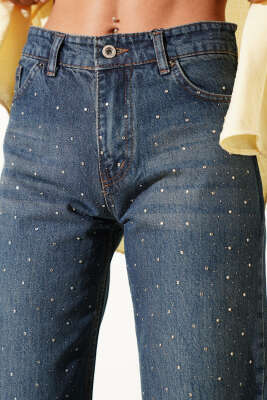 Taş Detaylı Tintli Pantolon Kahve Tint - Kadın Giyim Modelleri