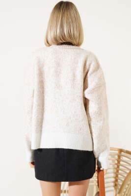 Taş Detaylı Triko Kazak Latte - Kadın Giyim Modelleri