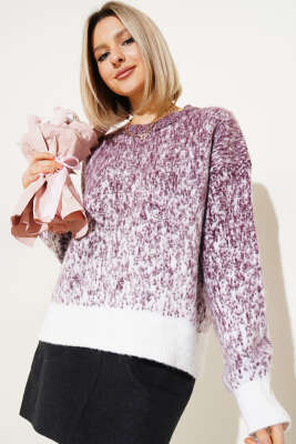 Taş Detaylı Triko Kazak Mürdüm - Kadın Giyim Modelleri