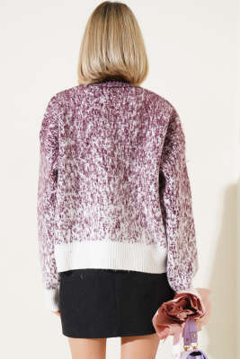 Taş Detaylı Triko Kazak Mürdüm - Kadın Giyim Modelleri