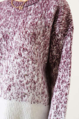 Taş Detaylı Triko Kazak Mürdüm - Kadın Giyim Modelleri