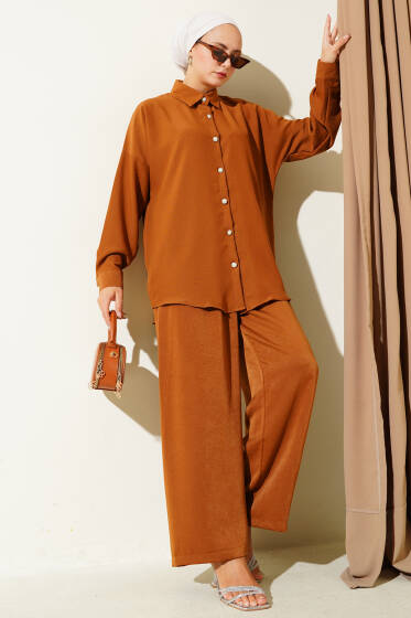 Taş Düğme Detaylı İkili Takım Taba - İkili Takım