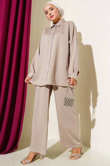 Taş Düğme Detaylı İkili Takım Taş - İkili Takım