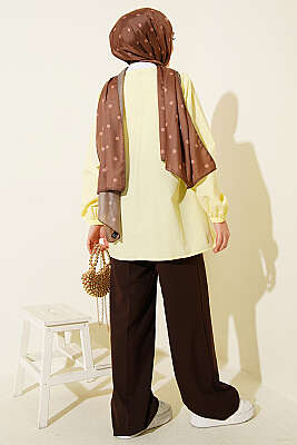 Taş Düğmeli İp Bağlamalı Gömlek Sarı - Gömlek