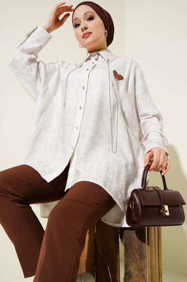 Taş Düğmeli Kalpli Salaş Gömlek Taş - Gömlek