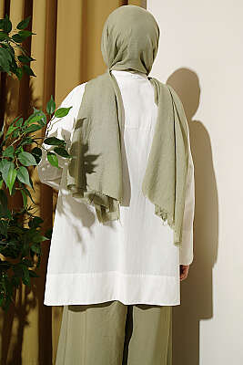 Taş Düğmeli Oversize Gömlek Ekru - Gömlek