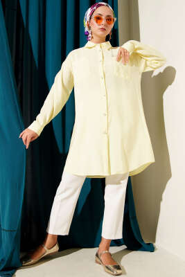 Taş Düğmeli Uzun Tunik Sarı - 500-700 TL Ürünler