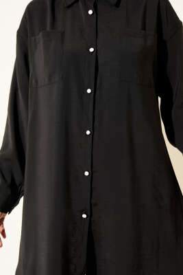 Taş Düğmeli Uzun Tunik Siyah - 500-700 TL Ürünler