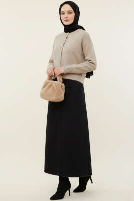 Taş Düğmeli Yumoş Triko Kısa Hırka Kahve - Hırka