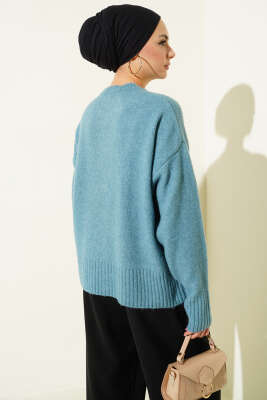 Taş Düğmeli Yumoş Triko Kısa Hırka Mint - Hırka