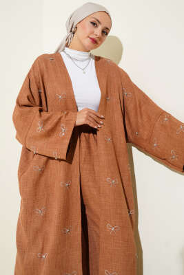 Taş Fiyonklu Kimono İkili Takım Taba - İkili Takım