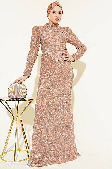 Taş İşlemeli Abiye İkili Takım Gold - İkili Takım