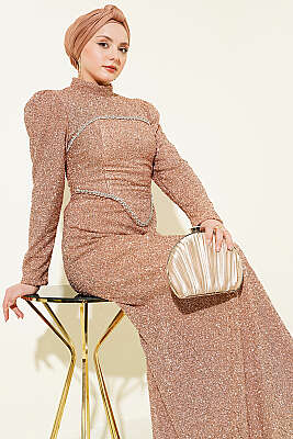 Taş İşlemeli Abiye İkili Takım Gold - İkili Takım