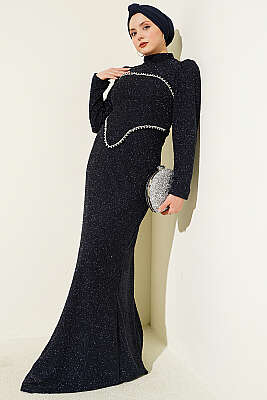 Taş İşlemeli Abiye İkili Takım Lacivert - İkili Takım