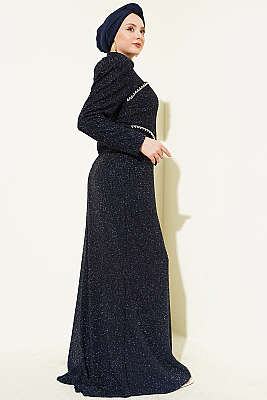 Taş İşlemeli Abiye İkili Takım Lacivert - İkili Takım