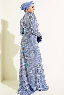 Taş İşlemeli Abiye İkili Takım Mavi - İkili Takım