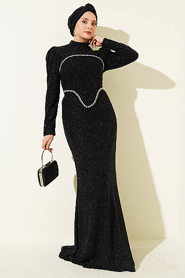 Taş İşlemeli Abiye İkili Takım Siyah - İkili Takım