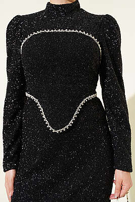 Taş İşlemeli Abiye İkili Takım Siyah - İkili Takım