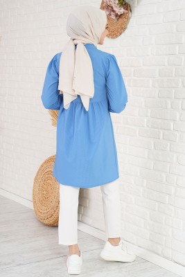 Taş İşlemeli Mavi Tunik - Tunik