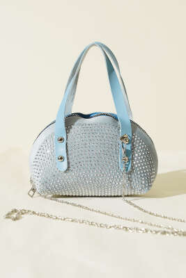 Taş İşlemeli Mini Çanta Bebe Mavi - GÜZEL ÇANTA