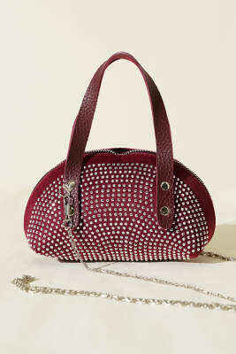 Taş İşlemeli Mini Çanta Bordo - GÜZEL ÇANTA