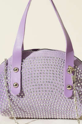 Taş İşlemeli Mini Çanta Lila - GÜZEL ÇANTA