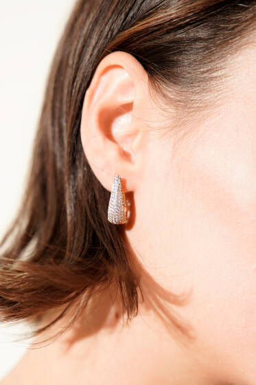 Taş Kaplamalı Damla Küpe Gold - Küpe