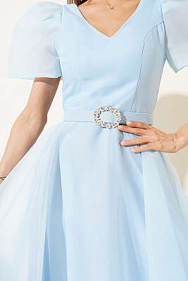 Taş Kemerlli Prenses Abiye Elbise Bebe Mavi - Kadın Giyim Modelleri