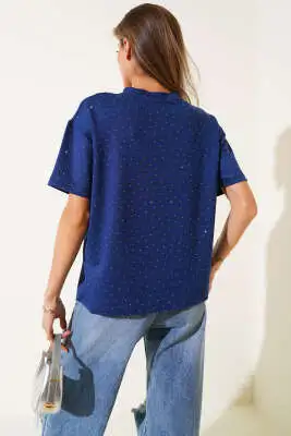 Taş Kristal T-shirt Lacivert - Kadın Giyim Modelleri
