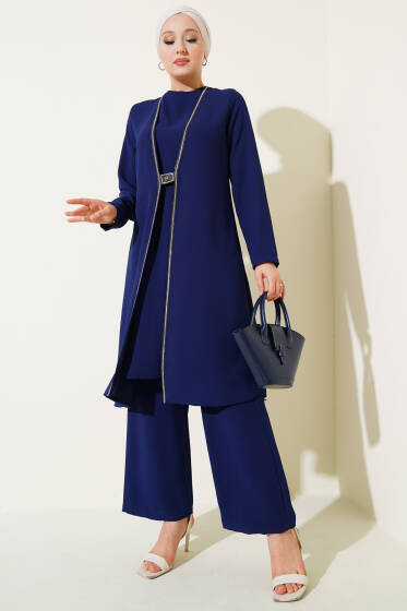 Taş Sıra Detaylı İkili Takım Lacivert - İkili Takım