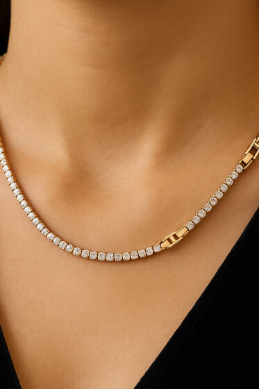 Taş Su Yolu Kolye Gold - Kolye