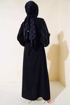 Taş Süslemeli Elbise Siyah - Thumbnail
