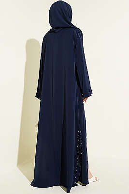 Taş Süslemeli İkili Abaya Lacivert - Elbise