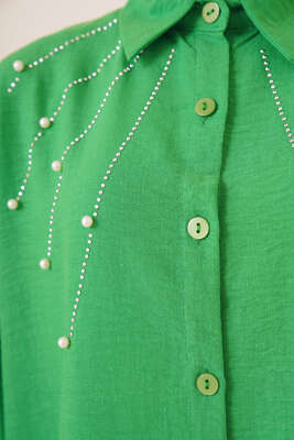 Taş Süslemeli Keten Gömlek Benetton - ÇOK SATANLAR