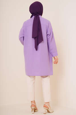 Taş Süslemeli Keten Gömlek Lila - Gömlek