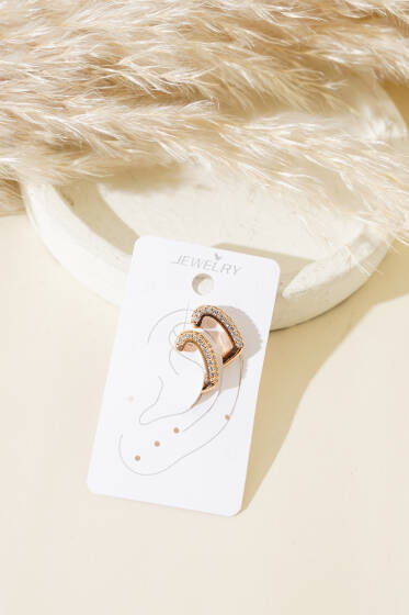 Taş Süslemeli Kıkırdak Küpe Gold - Küpe