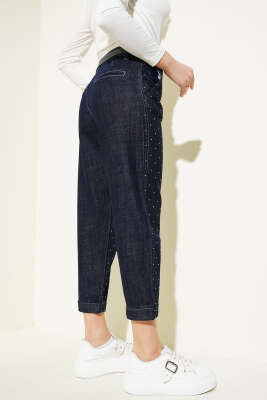 Taş Süslemeli Kot Pantolon Lacivert - 700-1000 TL Ürünler
